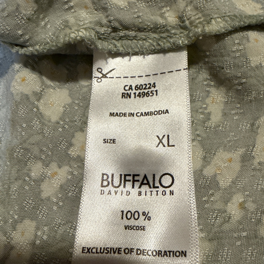 Women's Buffalo David Bitton Blouse XL Green Floral - Picture 6 of 8